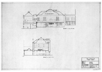 Scanned image of drawing showing existing sections.
Signed and Dated "Ian G Lindsay & Partners, Architects, 17 Great Stuart Street, Edinburgh 3.  1960"