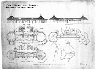 Plans and elevations of phthisical block.
Scanned image of E 10282.