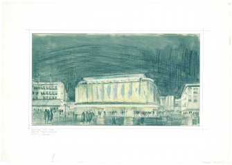 Perspective of proposed shop front.
Titled: 'Proposed New Store   Argyle Street, Glasgow   Marks & Spencer Ltd'.
Scanned image of E 26336 CN.
