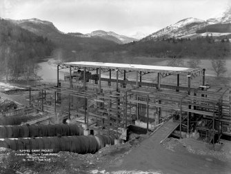 View from S during construction.
Copy of negative, Tummel Valley, Box 870/2, Contract No. 14, Ser. No. 25.