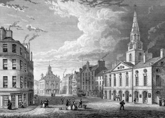 Engraving showing the Town House, Dundee.
Insc: 'Drawn & Engraved on Steel. by Joseph Swan. Glasgow'.