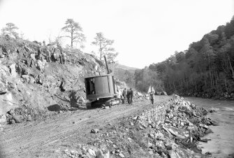 View of Mullardoch-Fasnakyle-Affric Project, contract no 10, Benevean Dam. Downstream view of excavation for block no 8.
tunnel.
Scan of glass negative no. 44, 840/2