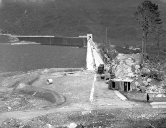 View of Mullardoch-Fasnakyle-Affric Project, contract no 9. Mullardoch Dam, view from block no 36 looking south.
Scan of glass negative no. 268, Box 1048/2