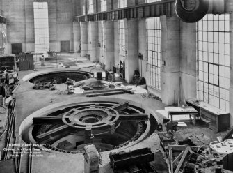 View of Tummel/Garry Project, contract 14, Clunie Power Station, general view of interior.
Scan of negative no. 82, Box 864/2