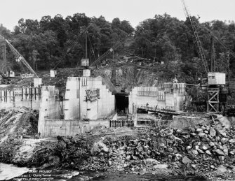 View of Tummel/Garry Project, contract 5, Clunie Tunnel, general view of intake construction.
Scan of negative no. 32, Box 876/2