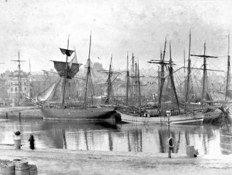 View of ships in North Harbour, Peterhead.