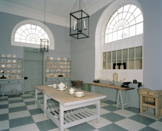 Ground floor view of old kitchen in Cairness House, Aberdeenshire, taken from East.