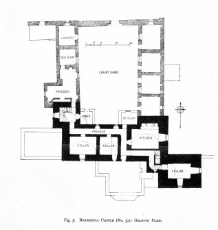 Scanned image of drawing showing ground plan.