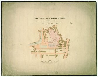 Edinburgh, Ponton Street Slaughterhouses.
Drawing showing plan of site and surrounding area.
Insc: 'Plan of proposed site of slaughterhouses'.
Unsigned.
