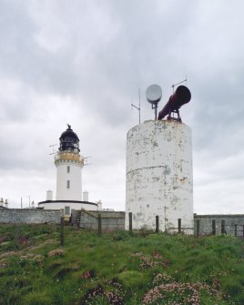 View of lighthouse and foghorn tower from N