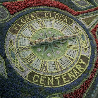 Scanned image of view of floral clock from south west