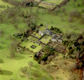 Oblique aerial view centred on Balcarres House.