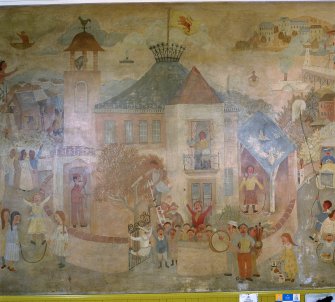 Scanned image of detail of central section of mural painted by John Maxwell.