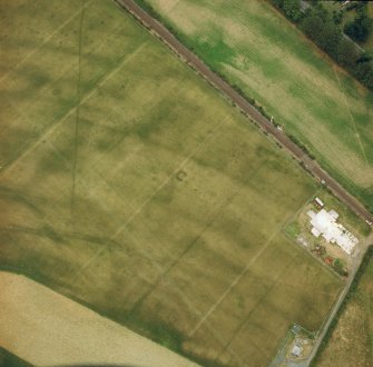 Oblique aerial view showing the cropmarks at Dunragit.