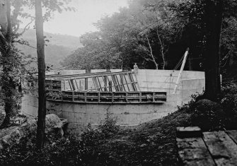 Surge tank showing formation of spill-way and service framing.