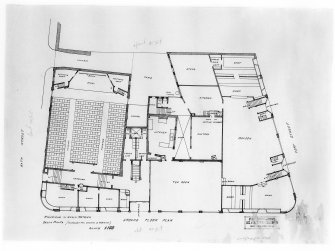 Premises for L Castelvecchi.
Proposed ground floor plan including ballroom, tea room, and cinema.
Scanned image of E 33719.