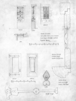 Window and Shutter details, West Tower, North Range, Powrie Castle..