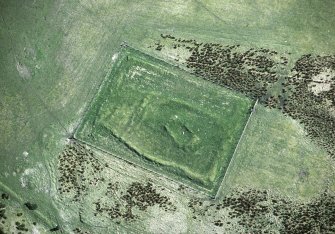 Oblique aerial view of 'Our Lady's Chapel', Hilton of Cadboll. Site of 'Hilton of Cadboll' Pictish cross slab discovery.