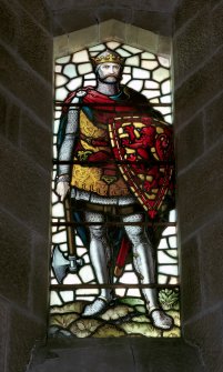 Interior of Wallace Monument. 2nd. floor, exhibition room, detail of stained glass window