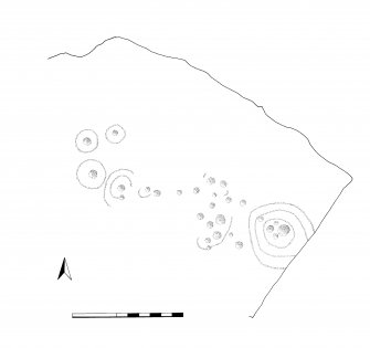 Scale drawing of cup-and-ring marked stone.