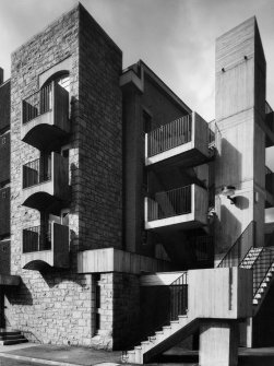 Photographic view of housing at 2 Brown's Close showing staircase.
