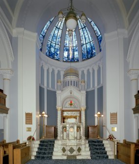 Interior. View of apse area of main hall from NW.