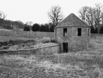 Scanned image of view of gazebo from South.