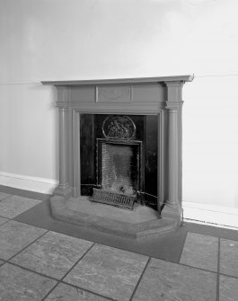 Scanned image of interior.
Detail of fireplace in entrance hall.