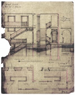 Lanarkshire, Carnworth, Kersewell.
Scanned image of plans and sections of stairs.