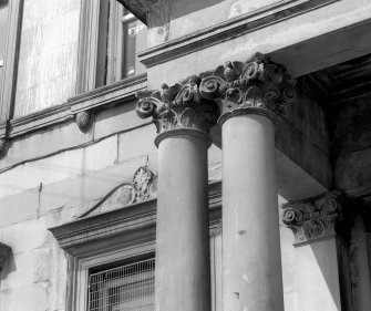 Detail of portico at main entrance from south.