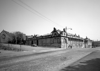 General view of Maryhill Public Baths and Wash House from south, including Burnhouse Street.