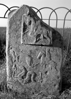 View of St Martin's Stone, cross-slab, fragment.