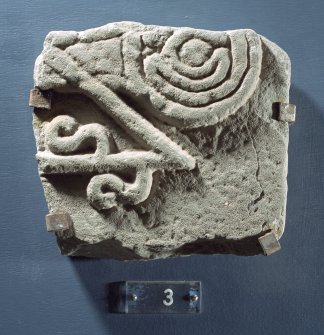 View of face of Pictish symbol stone fragment (St Vigeans no.3).