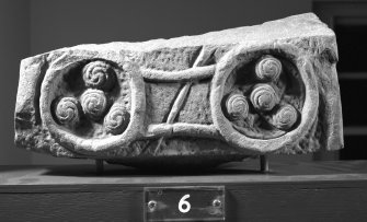 View of reverse of Pictish cross-slab fragment (St Vigeans no.6).