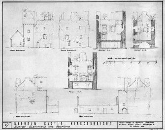 Scanned image of drawing showing sections and elevations.