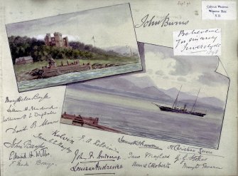 Scanned image of watercolour drawing showing general view.