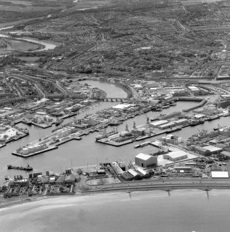 Oblique aerial view of Aberdeen city centre.