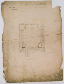 Scanned image of drawing showing plan of gallery floor. Annotated with contract details and signatures.
Titled: 'No.3 Synod Hall, Queen Street.' Insc: '36 Albany Street, Edinburgh.'
Signed : 'J.D. Peddie.'
