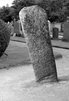 View of reverse of the Mortlach Battle Stone, Pictish cross slab