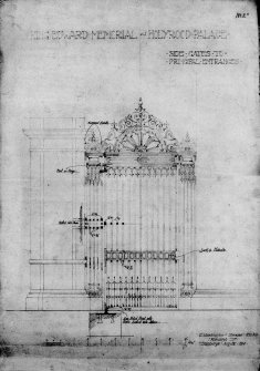 No. 2x. Elevation.
Inscribed: "King Edward Memorial, Holyrood Palace: Side Gates to Principal Entrances"