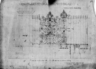 No. 3x. Elevation.
Inscribed. "King Edward Memorial. Holyrood Palace. Enclosing Railing ".