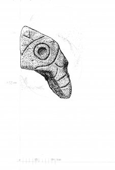 Digital copy of drawing of carved stone fragment.