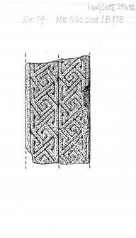 Drawing of cross-slab fragment, Drainie no 14