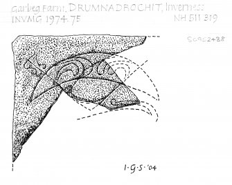 Digital copy of drawing of symbol stone fragment.