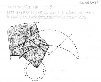 Digital copy of drawing of symbol stone fragments.