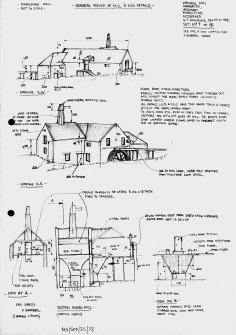 Scanned image of drawing showing general views of mill and kiln details.