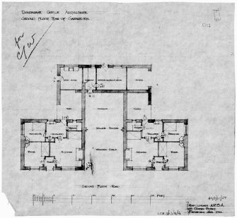 Garage and cottage.
Scanned image of drawing of ground floor plan.
