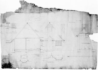 Garage and cottage.
Scanned image of drawing of sections.
