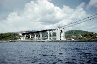 View north east showing progress of erection of viaduct between north abutment and north side tower.
Copy of original 35mm colour transparency
Survey of Private Collection