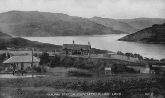 Scanned image of general view of Whistlefield Railway Station and Loch Long.